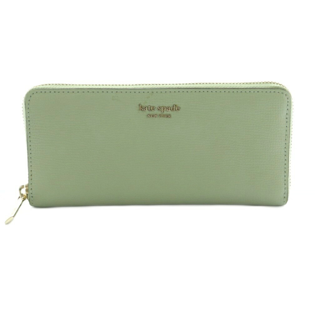 【中古】ケイトスペード KATE SPADE 長財布 ラウンドファスナー 小銭入れ ミントグ...