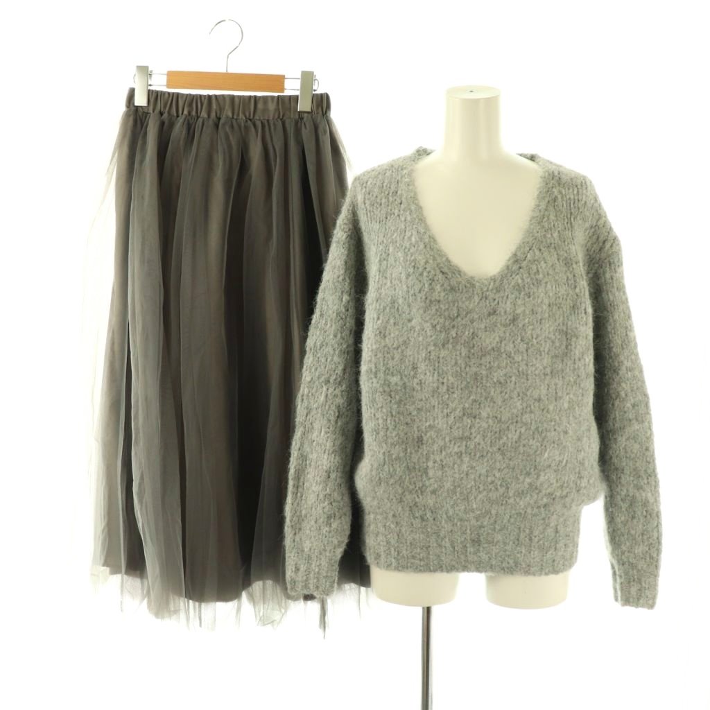 乐天商城 - 【中古】プロポーション ボディドレッシング PROPORTION BODY DRESSING セットアップ ニット セーター チュールスカート S グレー チャコール /ES ■OS レディース 【ベクトル 古着】 260302