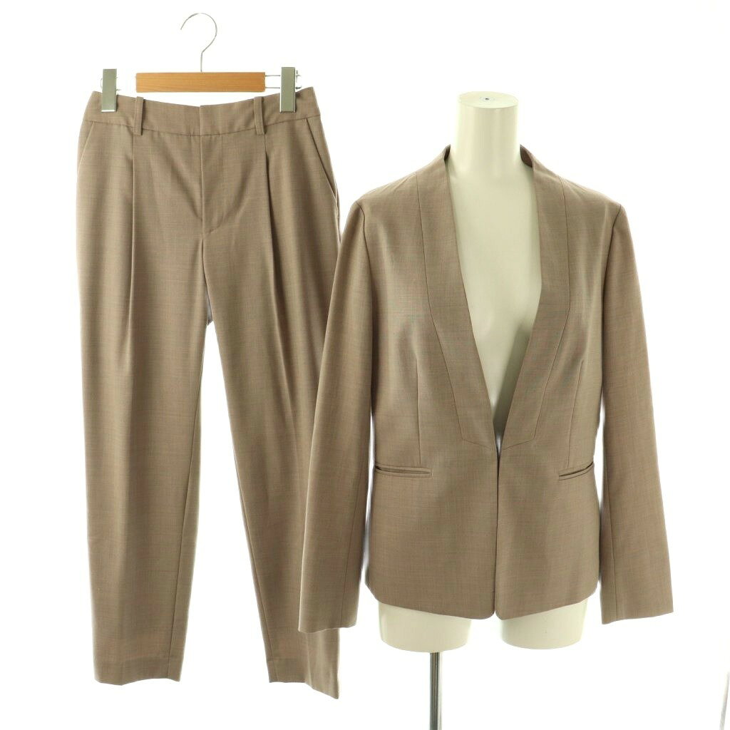 樂天商城 - 【中古】グリーンレーベルリラクシング ユナイテッドアローズ green label relaxing ジャケット ノーカラー パンツ テーパード 36 34 モカ /NR ■OS レディース 【ベクトル 古着】 260317