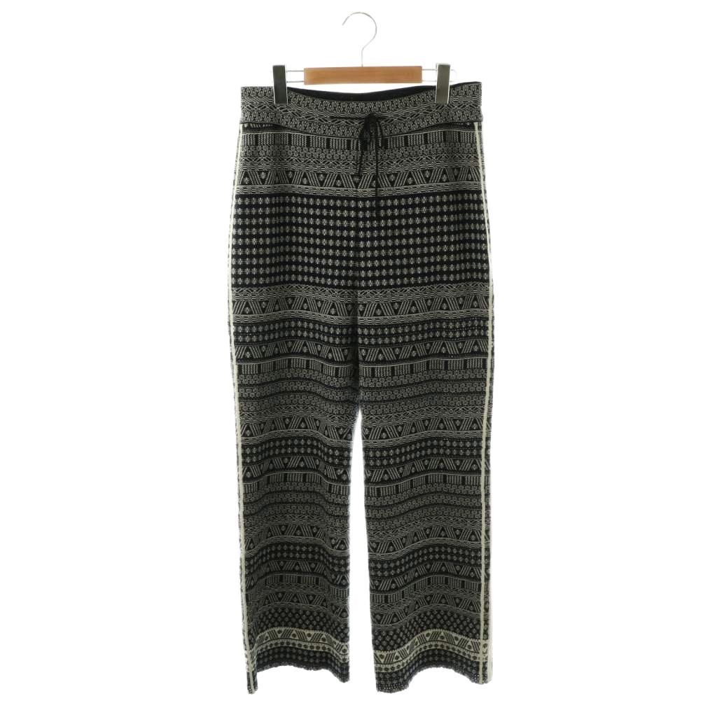 マメクロゴウチ Mame Kurogouchi 24FW Mishima Karatsu Small Floral Pattern Knitted Trousers ニットパンツ ワイドパンツ 1 チャコール ホワイト /ES ■OS レディース  260319