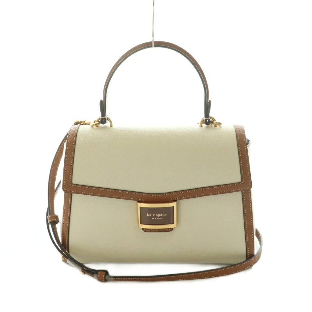 【中古】ケイトスペード KATE SPADE ケイティカラーブロックミディアム 2WAYバッグ ハンドバッグ ショルダーバッグ レザー バイカラー 白 ベージュ K8862 /MI ■OS レディース 【ベクトル 古着】 260303