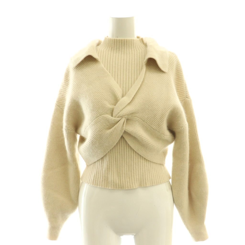 【中古】ハーリップトゥ Her lip to Charlotte Wool-Blend Knit Set アンサンブルニット セーター 長袖 ショート丈 ウール混 カットソー ノースリーブ リブ ウール混 S ベージュ 1234202074 /HN ■SH レディース 【ベクトル 古着】 260316