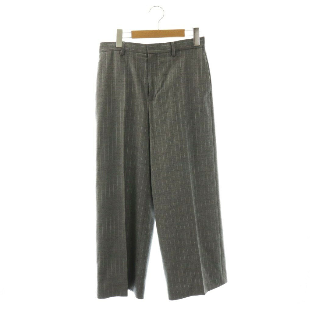 プラージュ Plage de charme worsted wide パンツ ワイドシルエット ストライプ 36S グレー /AP レディース  260316
