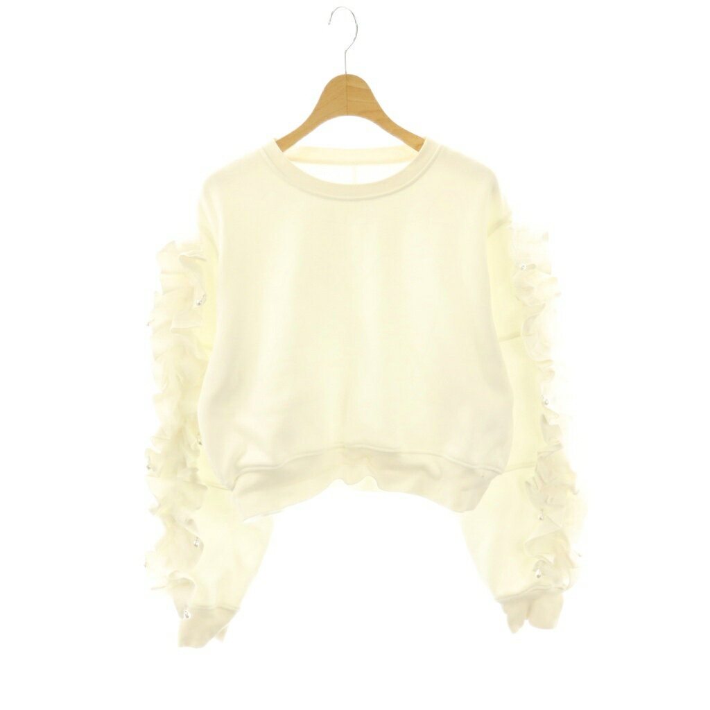【中古】エイミーイストワール eimy istoire 24AW フリルスリーブスウェットップス 長袖 F ホワイト /DO ■OS レディース 【ベクトル 古..