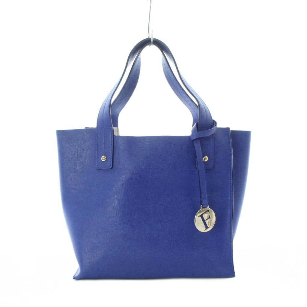 乐天商城 - 【中古】フルラ FURLA ハンドバッグ レザー 本革 青 無地 チャーム付き 台形型 /RI ■OS レディース 【ベクトル 古着】 260323