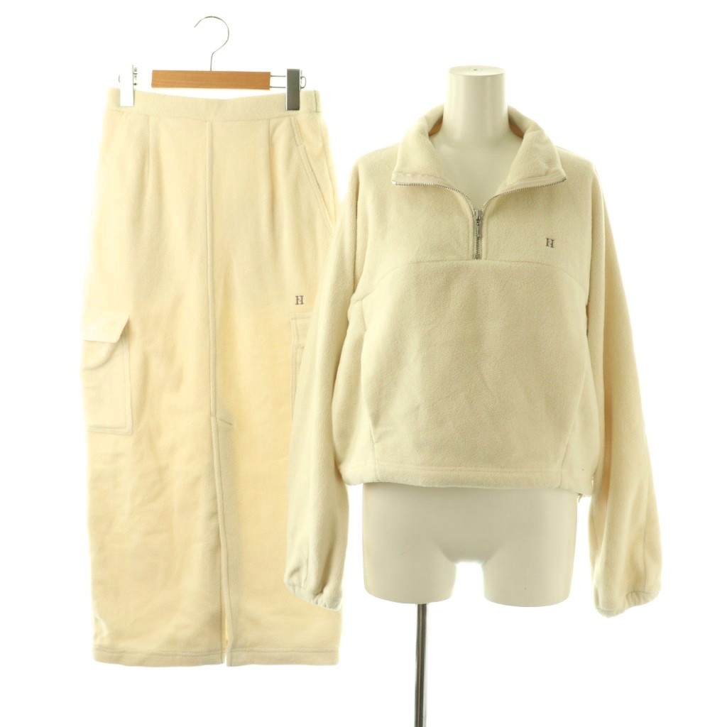 【中古】ハーリップトゥ Her lip to Flight Mode Half Zip Fleece Pullover Skirt セットアップ プルオーバー タイトスカート F S アイボリー /DF ■OS レディース 【ベクトル 古着】 260318