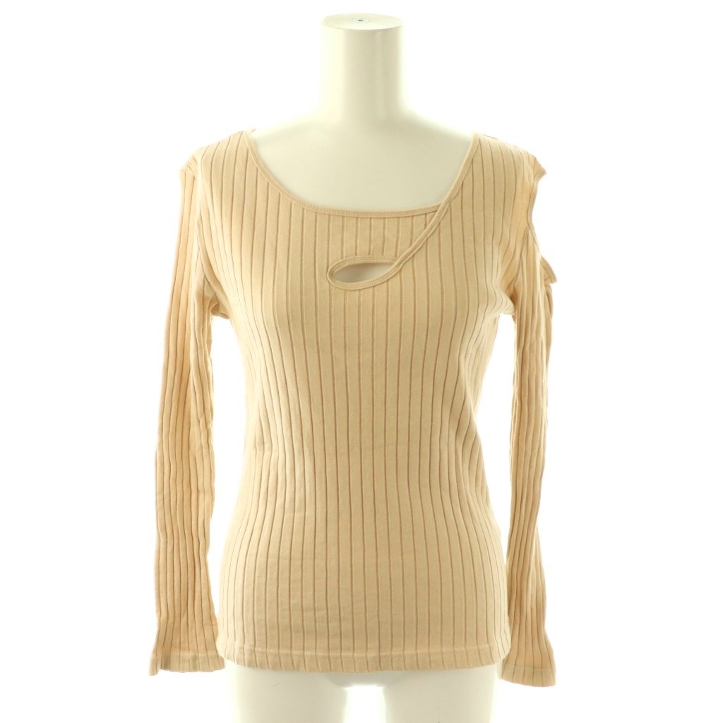 【中古】ジェーンスミス JANESMITH asymmetry rib pull over プルオーバー カットソー 長袖 36 ベージュ /DO ■OS ■SH レディース 【ベクトル 古着】 260316