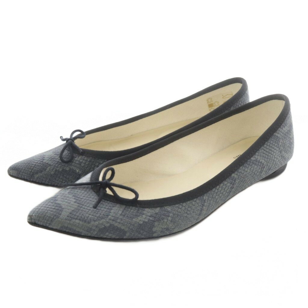 【中古】レペット Repetto brigitte パイソン柄 ポインテッドトゥ パンプス 37.5 グレー /SR レディース 【ベクトル 古着】 260325