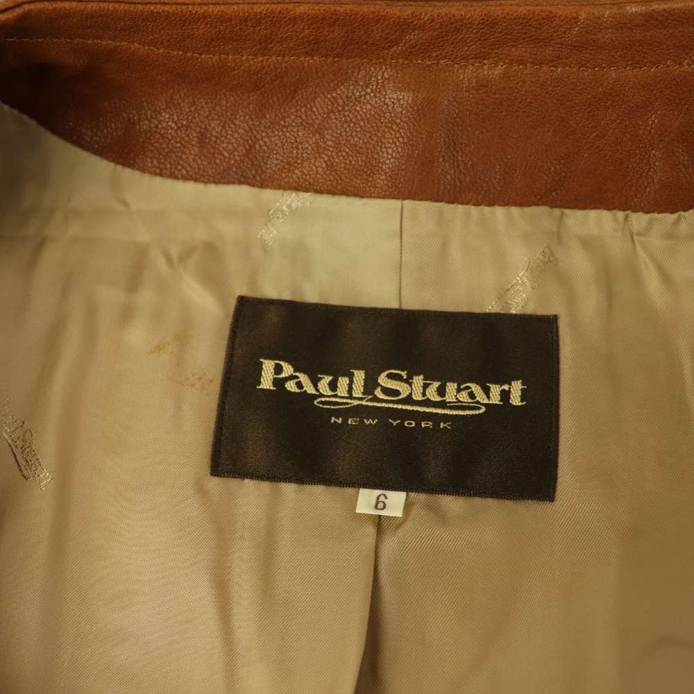 【中古】ポールスチュアート PAUL STUART ラムレザー ライダースジャケット 革ジャン ジップアップ ノーカラー 6 ブラウン /MY ■OS レディース 【ベクトル 古着】 260402 3