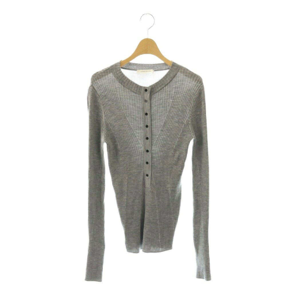 【中古】ユナイテッドアローズ UNITED ARROWS AEWEN MATOPH ウールリブヘンリーネックニットプルオーバー 長袖 ワンカラー グレー /BB 【ベクトル 古着】 260407