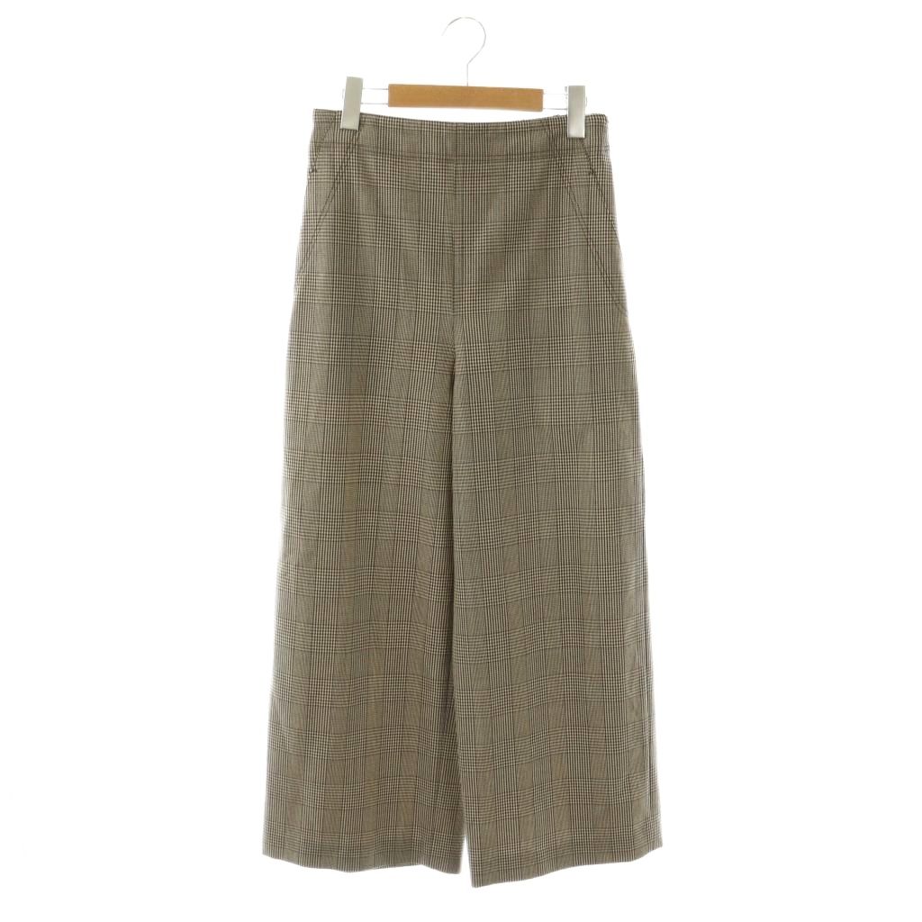 樂天商城 - 【中古】マカフィー MACPHEE トゥモローランド ファインウールストレッチワイドクロップドパンツ チェック 36 ライトベージュ ダークブラウン /DO ■OS レディース 【ベクトル 古着】 260327