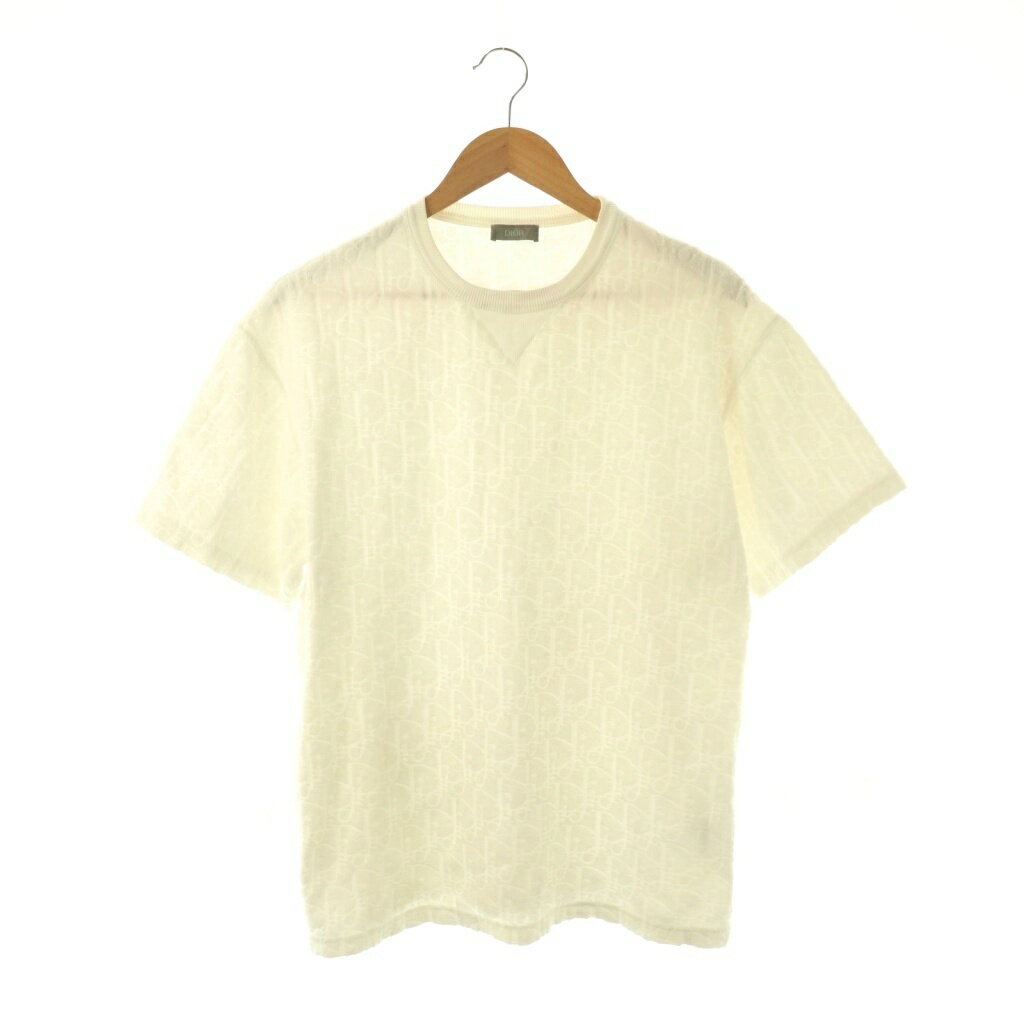 【中古】ディオールオム Dior HOMME トロッター パイル地 Tシャツ カットソー 半袖 M ホワイト /ES ■OS メンズ 【ベクトル 古着】 260414