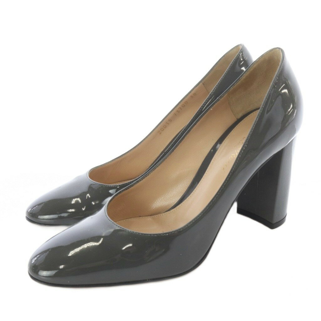 乐天商城 - 【中古】ジャンヴィトロッシ Gianvito Rossi エナメル パンプス チャンキーヒール 38 25cm グレー /SR レディース 【ベクトル 古着】 260401
