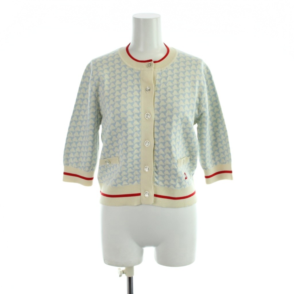 DRESSTERIOR ニット・セーター 34(XS位) 白x紫(ボーダー) 【古着】【中古】 DRESSTERIOR - DRESSTERIOR ドレステリア ニット・セーター S 白