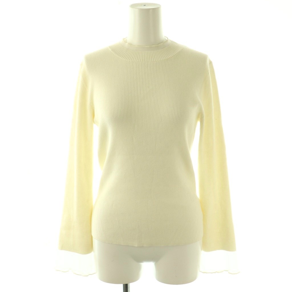 樂天商城 - 【中古】ナチュラルビューティーベーシック NATURAL BEAUTY BASIC 26SS シアーフレアカフスリブニット プルオーバー FR オフホワイト /DF ■OS レディース 【ベクトル 古着】 260401