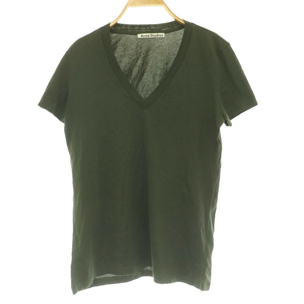 【中古】アクネ ストゥディオズ Acne Studios コットンVネックTシャツ カットソー 半袖 カーキ /SS ■OS レディース 【ベクトル 古着】 260511
