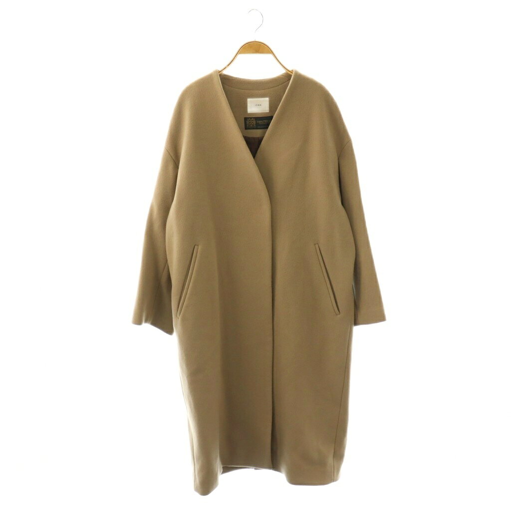 美品　IENA　マンテコ　ロングコート　ノーカラー　ダークブラウン　M-L秋冬 IENA（イエナ） IENA MANTECOノーカラーコート マンテコ 新品