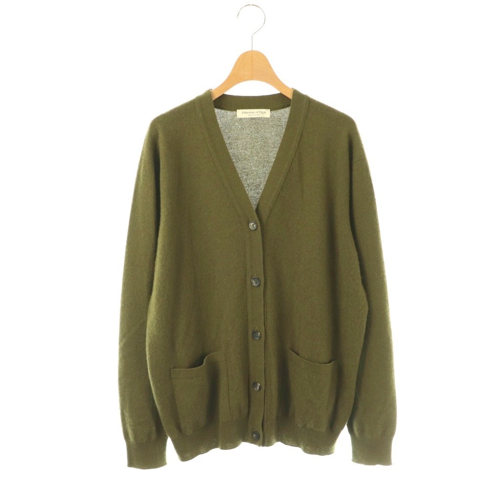 乐天商城 - 【中古】ジョンストンズオブエルガン Johnstons of Elgin カシミヤカーディガン ニット L カーキ /ES ■OS メンズ 【ベクトル 古着】 260414