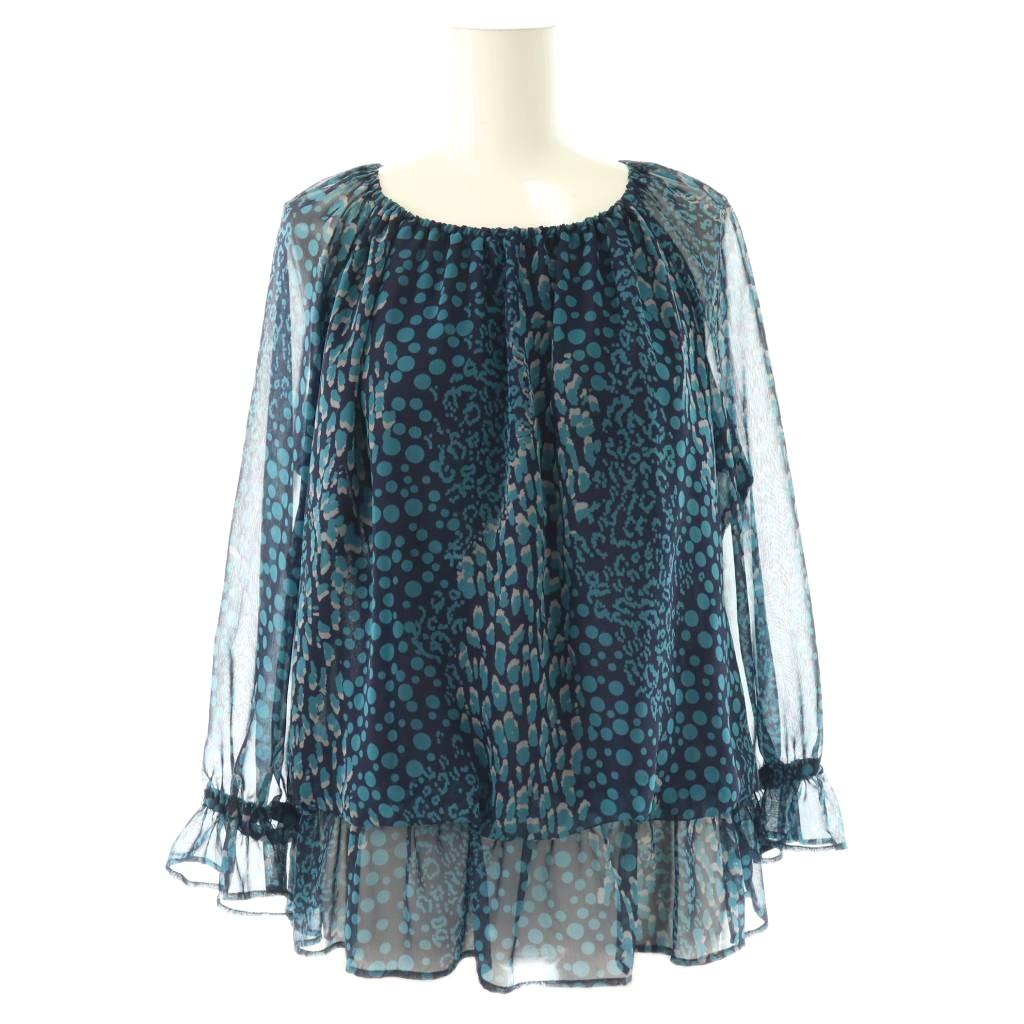 Other - 【中古】レリアン Leilian 総柄シアーブラウス 9 紺 ネイビー /SS ■OS レディース 【ベクトル 古着】 260406