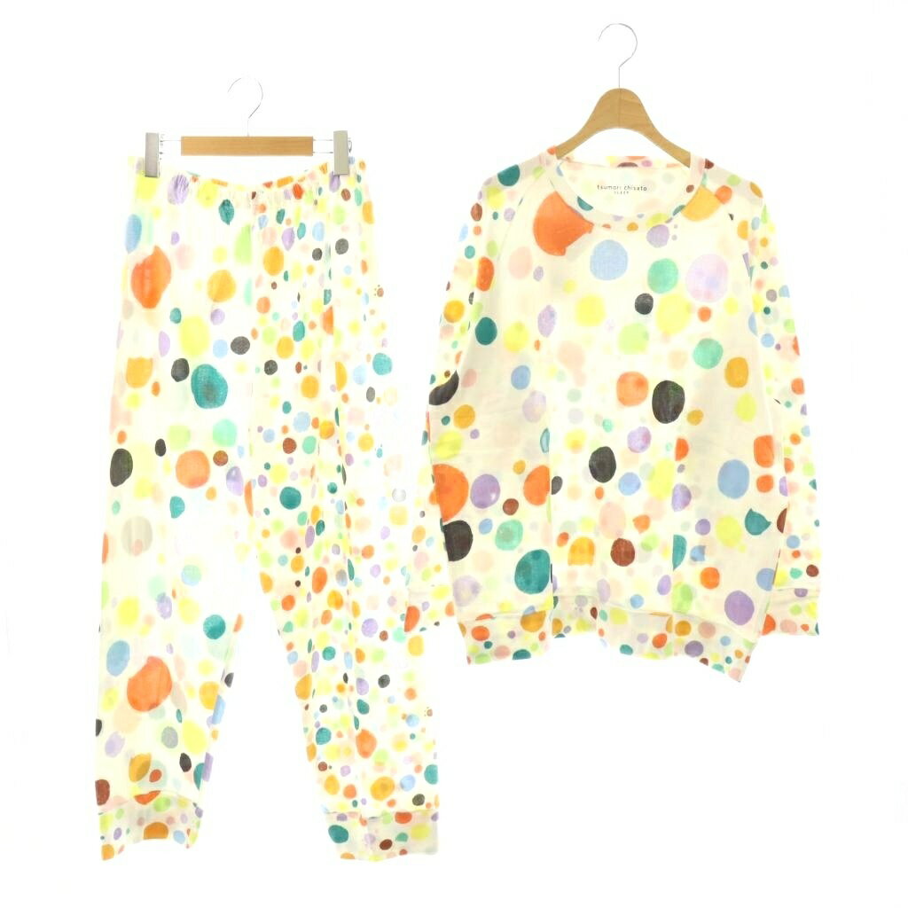 樂天商城 - 【中古】ツモリチサト スリープ tsumori chisato SLEEP セットアップ ドット柄 パジャマ カットソー 長袖 ジョガーパンツ イージー 3L オフホワイト マルチカラー /DO ■OS レディース 【ベクトル 古着】 260409