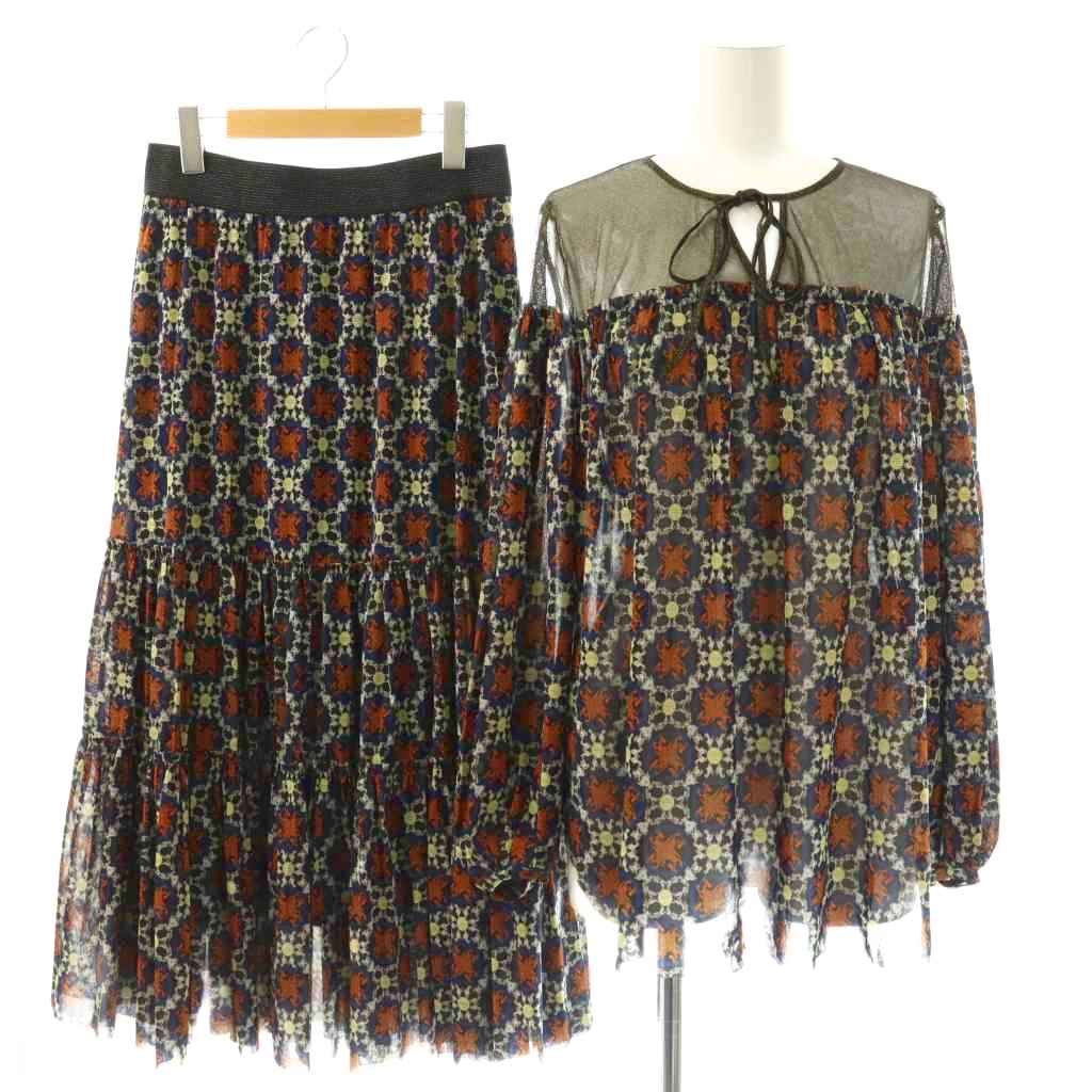 Rakuten - 【中古】ヴィヴィアンタム VIVIENNE TAM セットアップ パワーネット カットソー フレアスカート ロング 40 42 マルチカラー /DF ■OS レディース 【ベクトル 古着】 260409