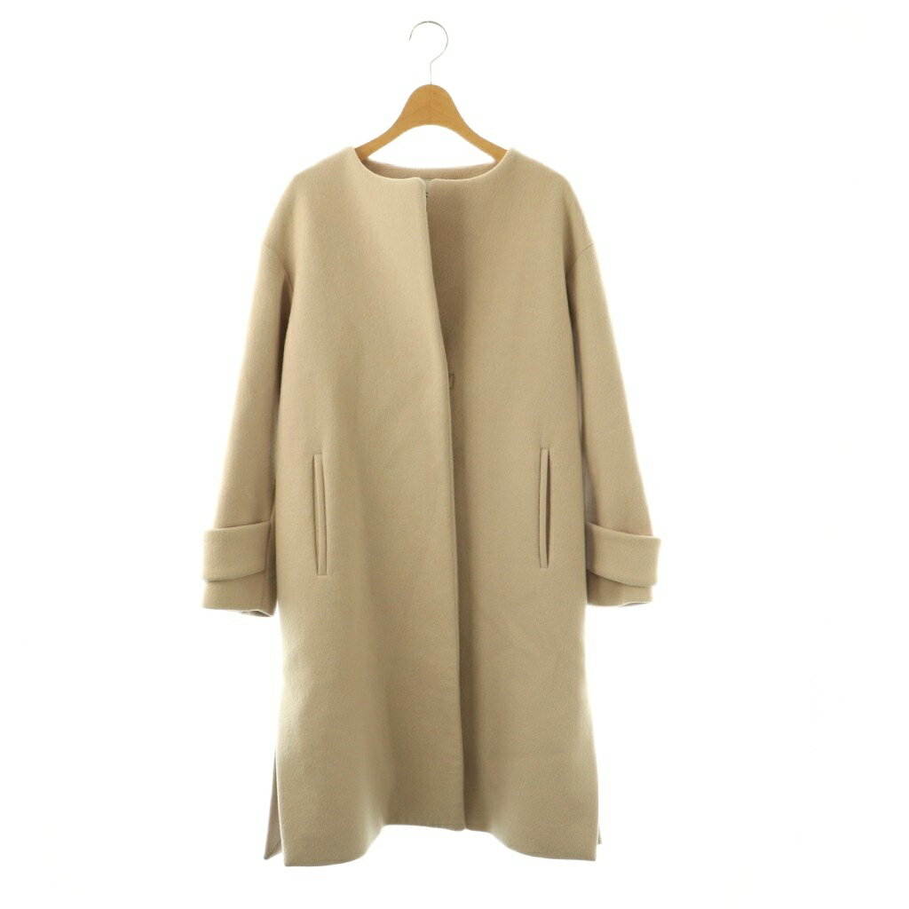 green label relaxingアンゴラビーバーノーカラーミドルコート green label relaxing（グリーンレーベルリラクシング）の「［size