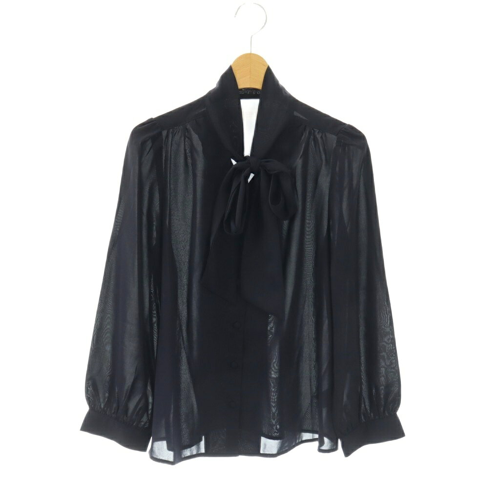 樂天商城 - 【中古】トッコ TOCCO ボウタイりぼん長袖ブラウス シャツ シアー M 紺 ■SH /SY ■OS レディース 【ベクトル 古着】 260410