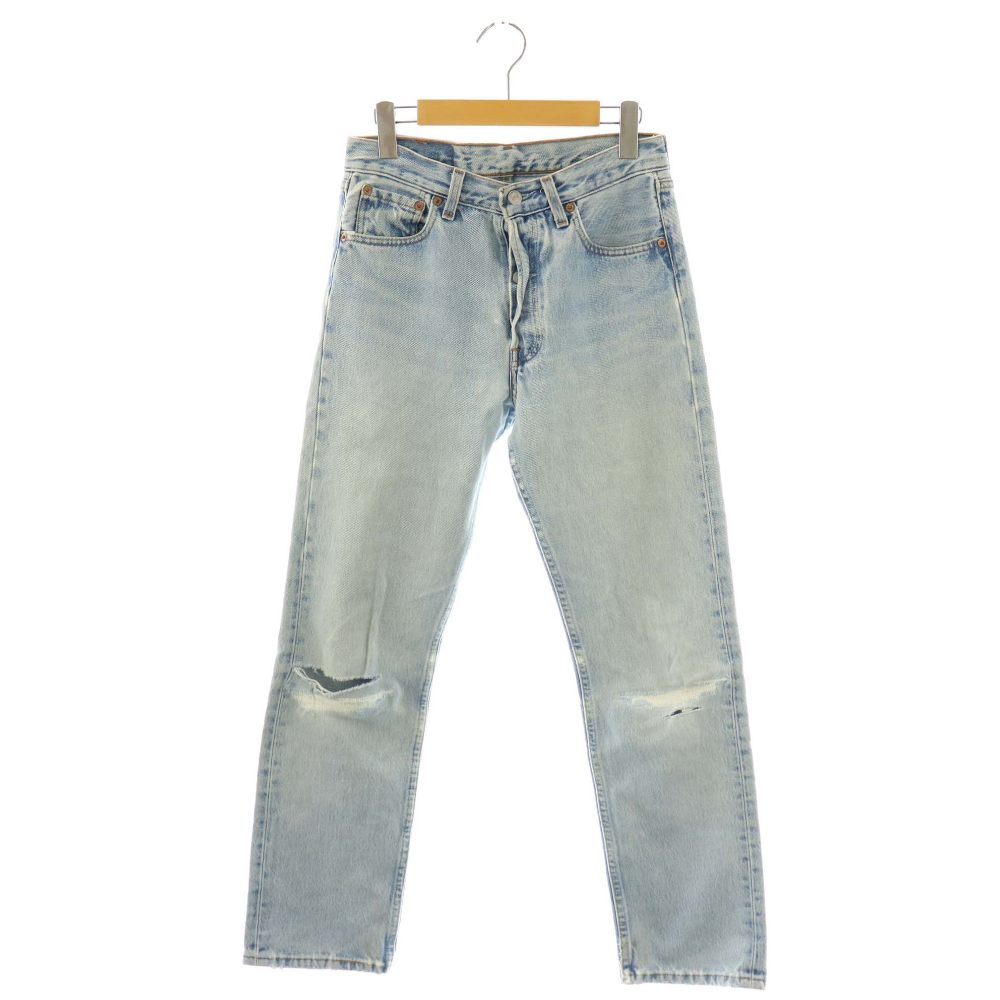 [Used] Levi's 524 stamped USA-made distressed denim jeans, button fly, W29 L30, light blue /NR ■OS Men's [Vector Used Clothing] 260425