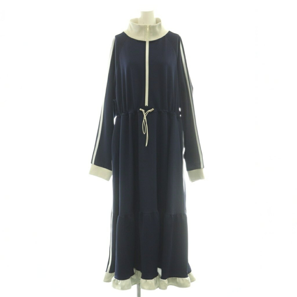 【中古】プニュズ PUNYUS 25AW フリルジャージワンピース 長袖 ロング 3 紺 /SY ■OS レディース 【ベクトル 古着】 260414
