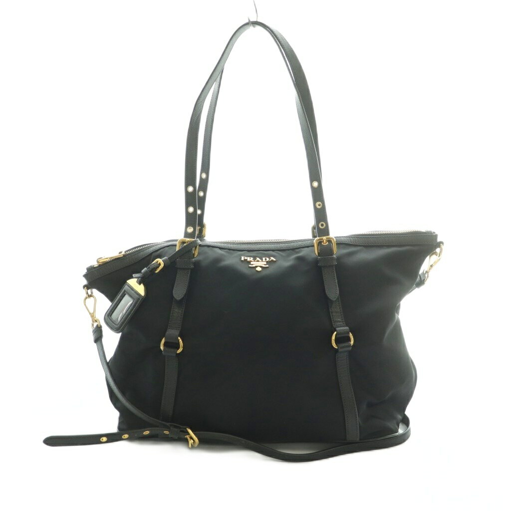 【中古】プラダ PRADA 2WAY トートバッグ ショルダーバッグ 黒 1BG253 /MI ■OS ■OH レディース 【ベクトル 古着】 260413