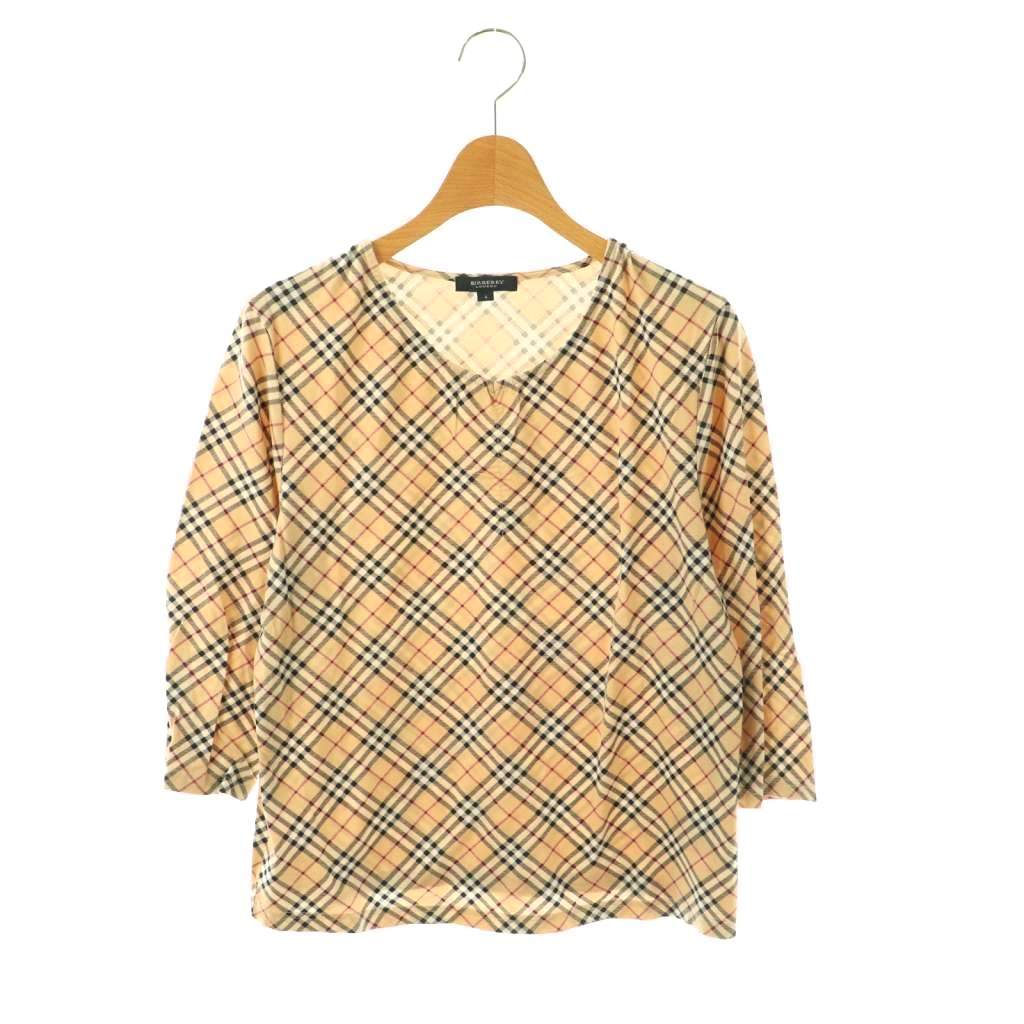 【中古】バーバリー ロンドン BURBERRY LONDON ノバチェック 七分袖 カットソー 4 ベージュ /HK ■OS レディース 【ベクトル 古着】 260413