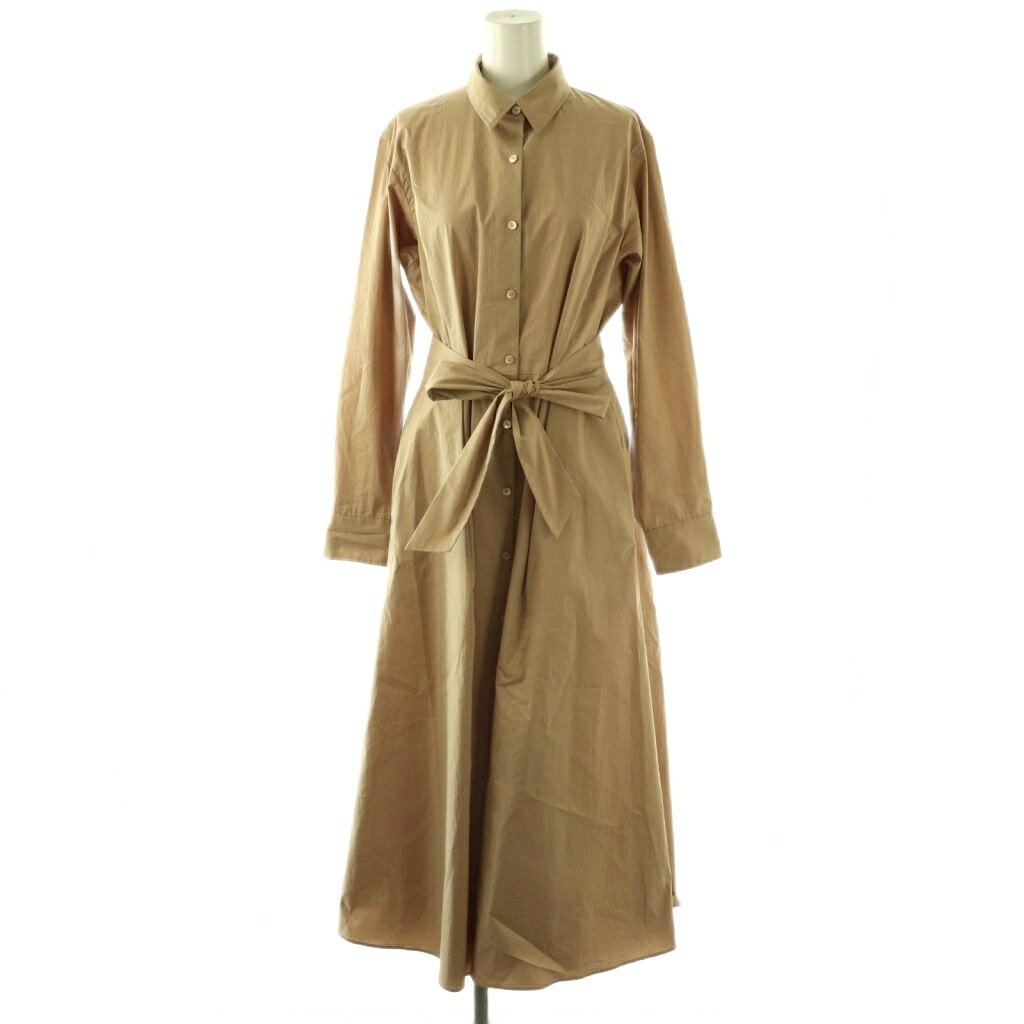 プラージュ Plage Flared Shirt ドレス ワンピース シャツワンピース ベルト付き 36 ベージュ /CX ■OS レディース  260415
