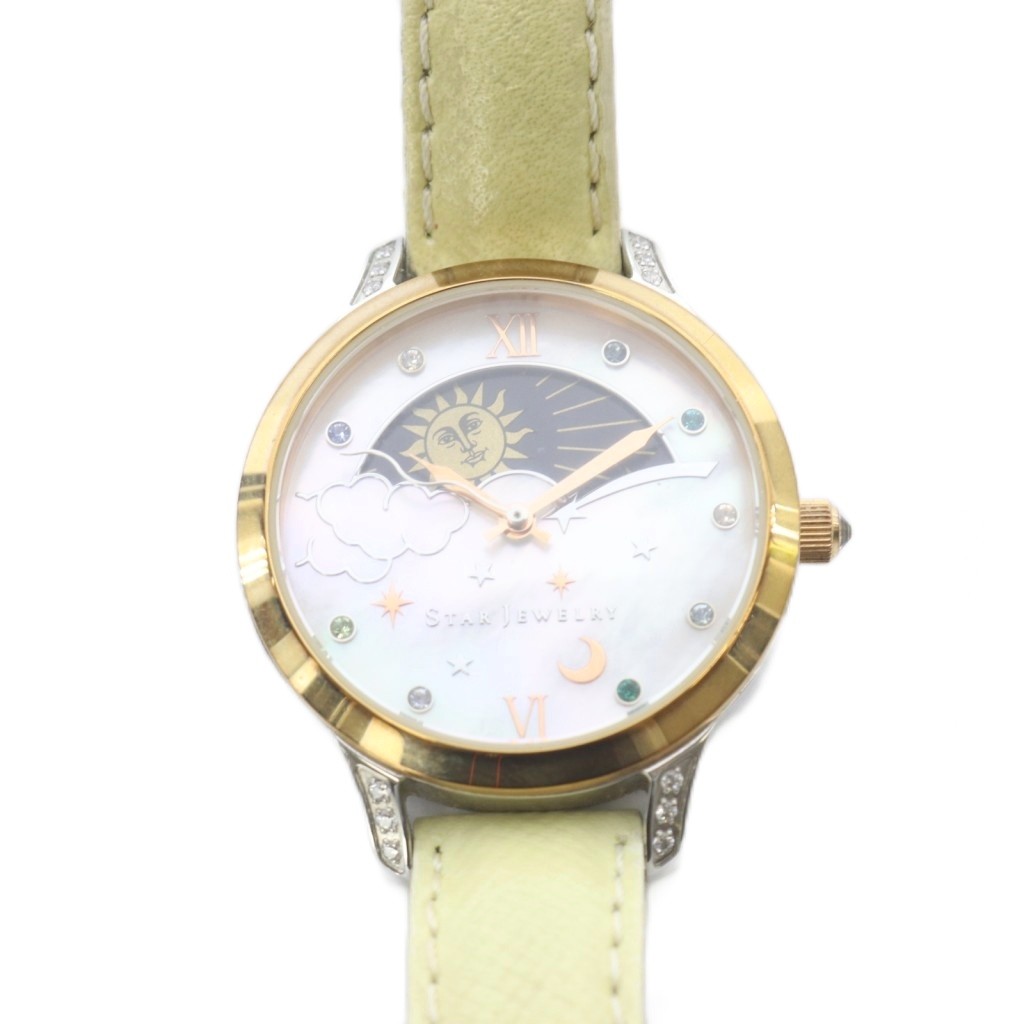 LANCASTER - 【中古】スタージュエリー STAR JEWELRY ムーンフェイズ 腕時計 クォーツ 黄色 イエロー /SR ■SH レディース 【ベクトル 古着】 260520
