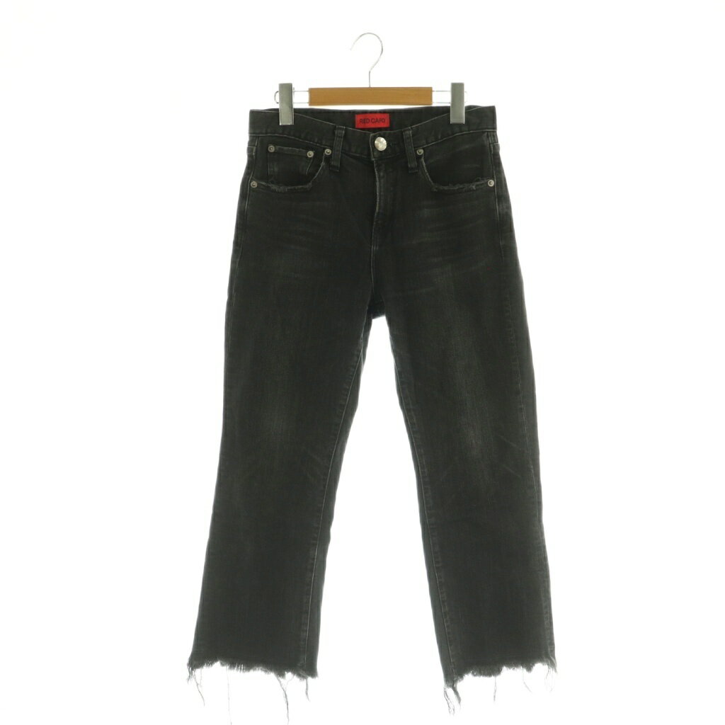 [Used] RED CARD Fringe Denim Pants Jeans Stretch Distressed Finish Size 24 Black /MY ■OS Women's [Vector Used Clothing] 260427
