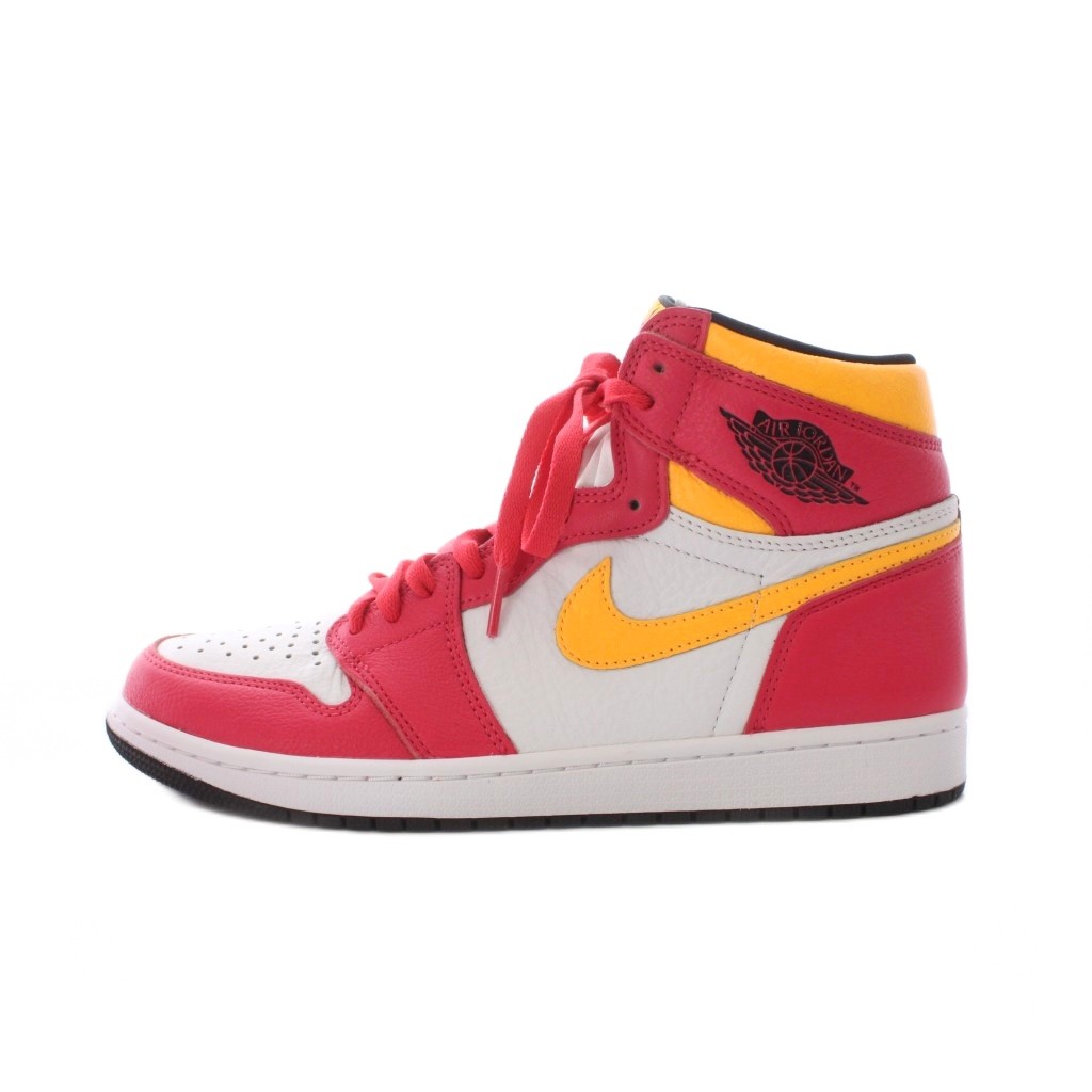 ナイキ NIKE Air Jordan 1 High OG Light Fusion Red エアジョーダン スニーカー 28cm 赤 レッド 白 ホワイト 黄色 ハイカット レースアップ パンチング加工 555088-603 /RI ■OS メンズ 260425