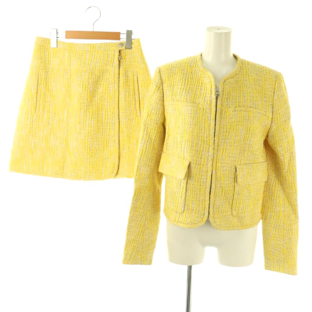 Skirt Suits - 【中古】カルヴェン CARVEN ツイード ジャケット スカート セットアップ スーツ 36 イエロー 白 黒 /ES ■OS レディース 【ベクトル 古着】 260420