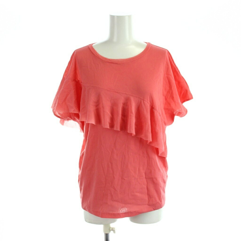 【中古】ヴィヴィアンタム VIVIENNE TAM メッシュ フロントフリル トップス Tシャツ M ピンク ラウンドネック 半袖 /AB ■OS レディース 【ベクトル 古着】 260417