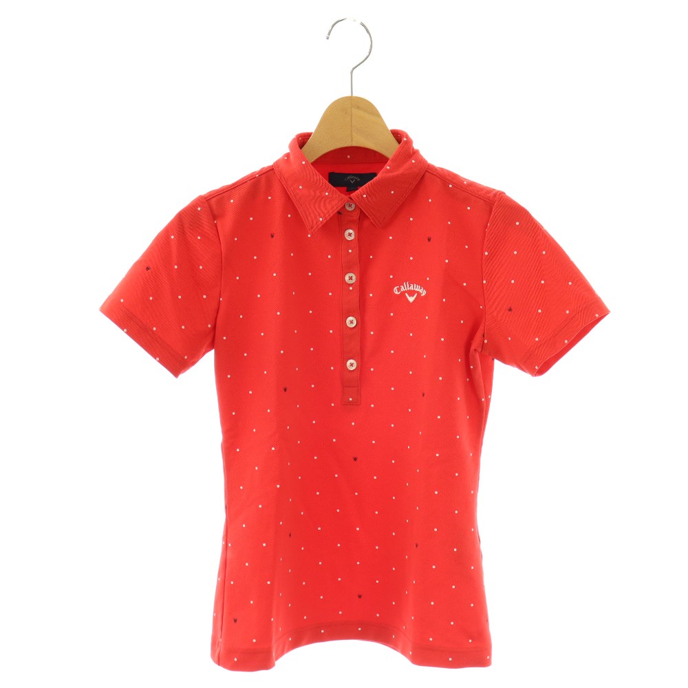 Polo Shirt - 【中古】キャロウェイ CALLAWAY ドット柄 半袖ポロシャツ カットソー S 赤 白 黒 /CX ■OS レディース 【ベクトル 古着】 260424