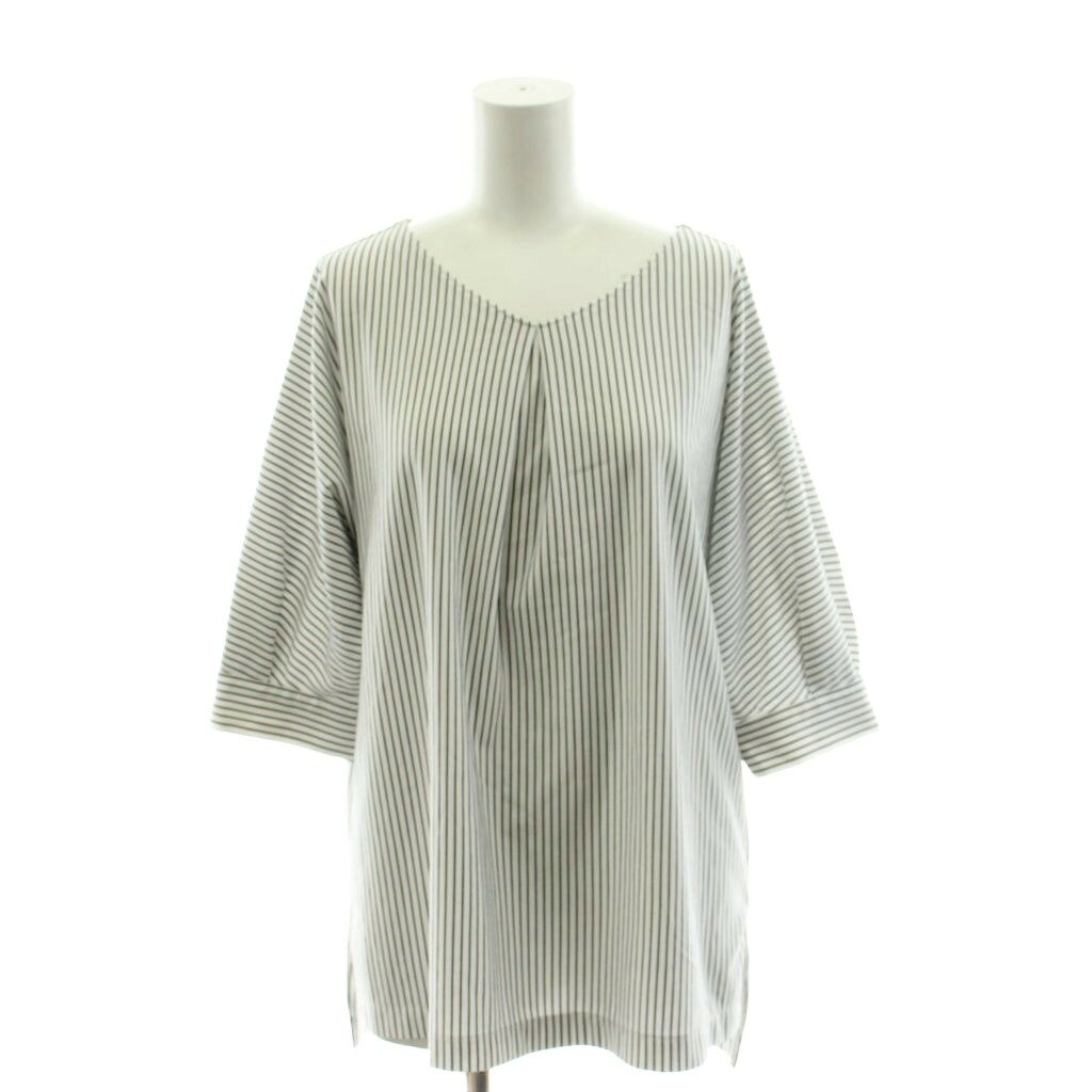 Garments - 【中古】23区 オンワード樫山 タックディテールプルオーバー カットソー 38 白 ホワイト ストライプ /AZ レディース 【ベクトル 古着】 260418