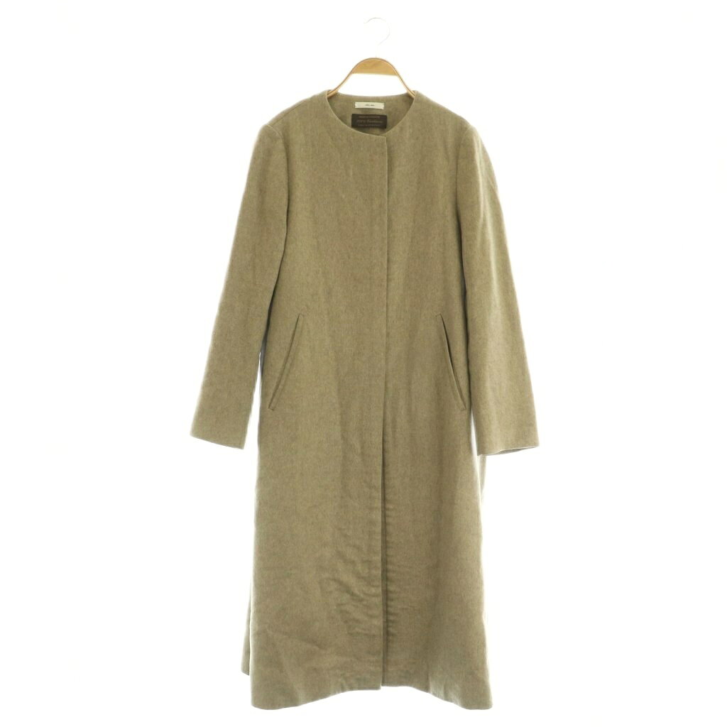 樂天商城 - 【中古】シエールイエナ chere iena カシミヤ ノーカラーコート ロング 38 ベージュ /MY ■OS レディース 【ベクトル 古着】 260421