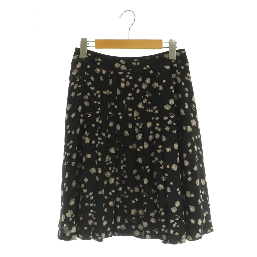 Rakuten - 【中古】クレージュ courreges フレアスカート ロゴ 花柄 タック 38 ブラック /MY ■OS レディース 【ベクトル 古着】 260428