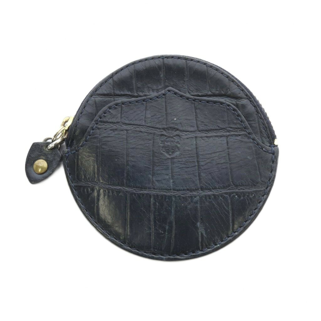 C, D, T, R, W - 【中古】フェリージ Felisi コインケース 小銭入れ 丸形 型押しレザー 紺 ネイビー /SR メンズ 【ベクトル 古着】 260427