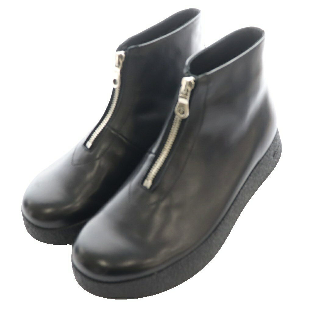 【中古】トシノスケタケガハラビューティフルシューズ TOSHINOSUKE TAKEGAHARA BEAUTIFUL SHOES クレープ カップ フロントジップ CREPE CUT FRONT ZIP アンクルブーツ ショート 25cm 黒 ブラック /SS ■OS レディース 【ベクトル 古着】 260504 2