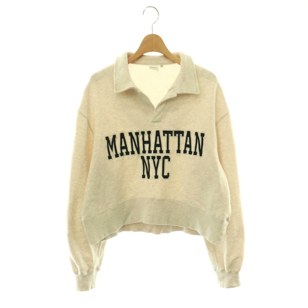 マウジー MOUSSY MANHATTAN SKIPPER プルオーバー スウェット トレーナー スキッパーカラー 長袖 F アイボリー /HS ■OS レディース  260507