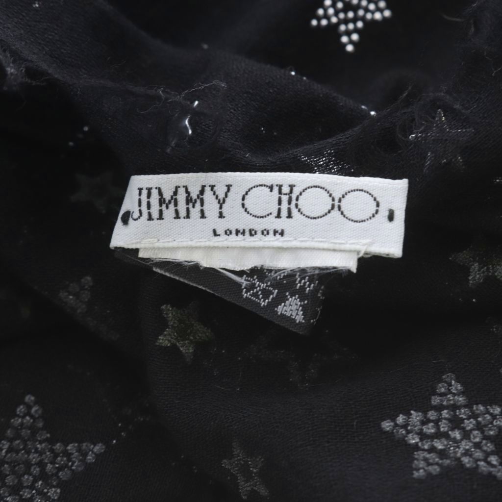 【中古】ジミーチュウ JIMMY CHOO ストール スター装飾 シルク混 フリンジ ブラック /YO40 ■SH ■OH レディース 【ベクトル 古着】 260516 2