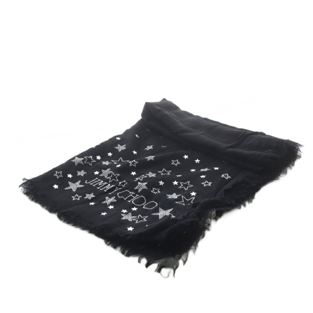 【中古】ジミーチュウ JIMMY CHOO ストール スター装飾 シルク混 フリンジ ブラック /YO40 ■SH ■OH レディース 【ベクトル 古着】 260516 3