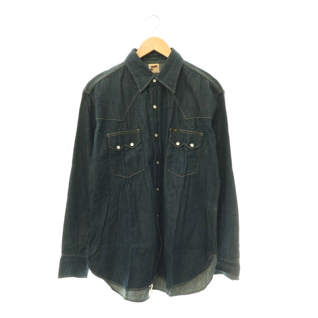 【中古】リー LEE 50s 復刻 Lot2455 RIDER SHIRT デニム シャツ ライダーシャツ 長袖 17 インディゴ /HS ■OS ■AD メンズ 【ベクトル 古着】 260508