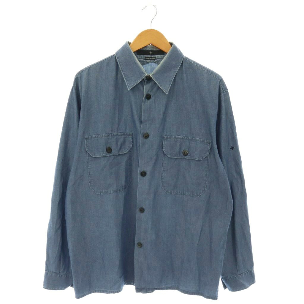 樂天商城 - 【中古】ストーンアイランド STONE ISLAND 刺繍入り シャンブレー シャツ 長袖 XL ネイビー /CX ■OS ■AD メンズ 【ベクトル 古着】 260511