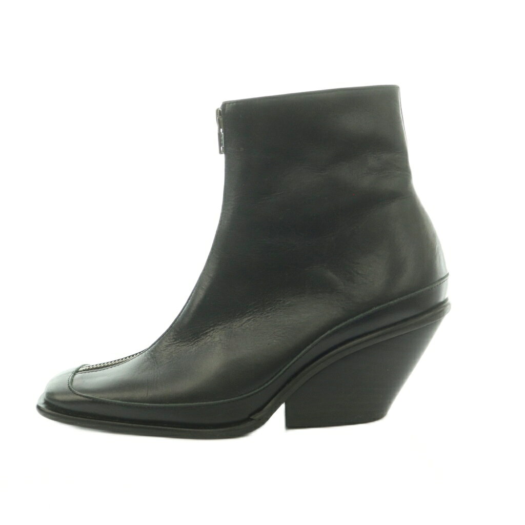 【中古】アンチショルド UNTISHOLD Naty -5 Leather ショートブーツ スクエアトゥ レザー 36 23.0-23.5cm 黒 /MI ■OS ■SH レディース 【ベクトル 古着】 260507