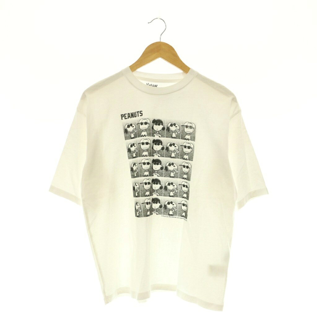 ジョンブル JOHNBULL スピックアンドスパン取り扱い 25SS PEANUTS ALIGNS T Tシャツ カットソー 半袖 S ホワイト ブラック /ES ■OS レディース  260519